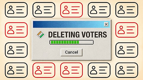 An illustration showing a pop up notification in a computer. The pop up says "Deleting voters".