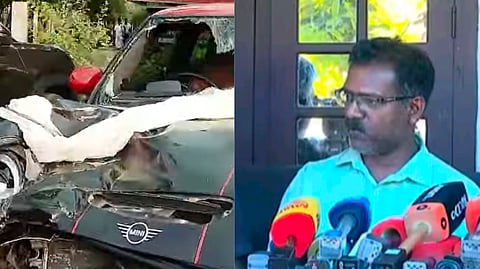 Mini Cooper and Gopika's father (L to R)