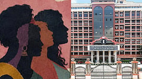 Illustration of transgender people alongside the Kerala High Court building in Kochi.