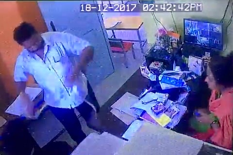 Shocking video: Money lender slaps, thrashes K’taka school principal with cycle chain