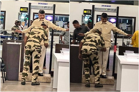 Chandrababu Naidu frisked at Vijayawada airport, denied VIP access to plane