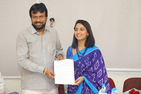 Alekhya Harika with TSTDC Chiarman Uppala Srinivas