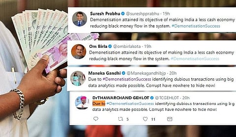 Central ministers turn bots, put out identical tweets to prove ‘Demonetisation Success’