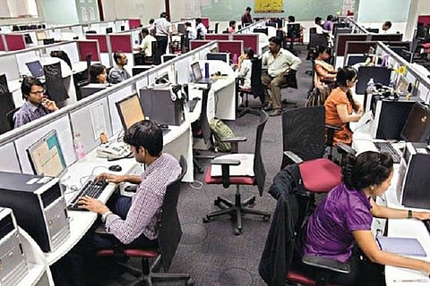 Techies working in office