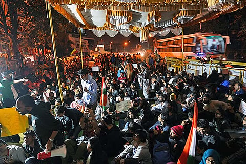 Bengaluru's Maurya Circle turns into all-night protest site against violence at JNU