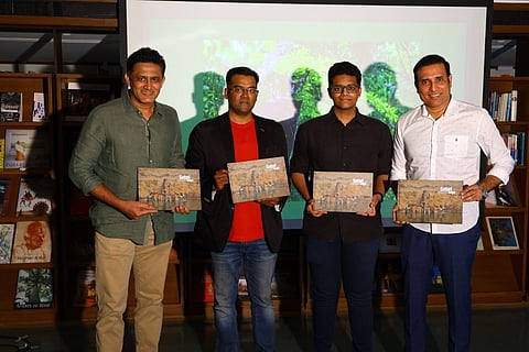 Anil Kumble, Jayanth Sharma, Mayas Kumble and VVS Laxman at the coffee table book launch.