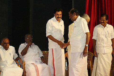 Kerala Congress(M) leaders Jose K Mani and PJ Joseph