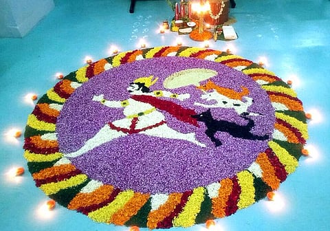 When stray dogs became a Pookkalam theme and chased away Mahabali