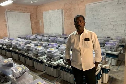 TRS poll agent held for clicking picture in EVM strong room in Telangana