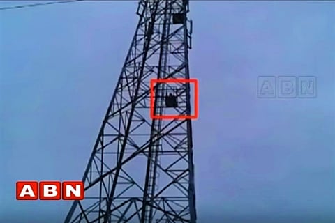 Telangana woman climbs tower alleging cheating, brought down after 3-hour drama
