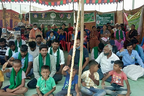 Farmers protesting at factory