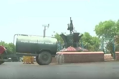 Water wasted to give Siddaramaiah dust-free welcome in drought-hit village?