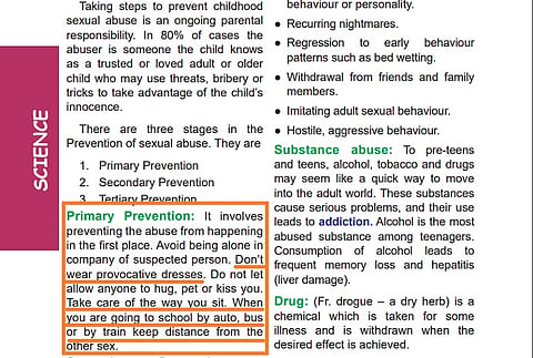'Don't wear provocative clothes': TN textbook advises students on child sexual abuse