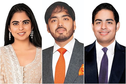 Isha Ambani, Anant Ambani and Akash Ambani