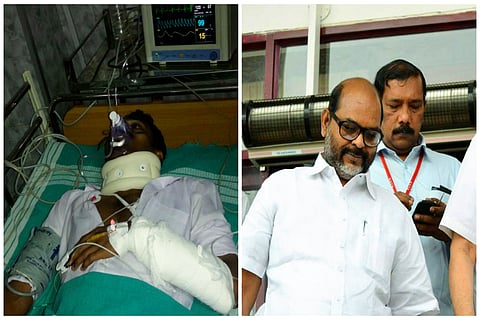 ആശുപത്രി ജീവനക്കാരൻ ഐ സി യു വിൽ : എൻ എൻ കൃഷ്ണദാസും അനുയായികളും മർദിച്ചു എന്ന് ആരോപണം