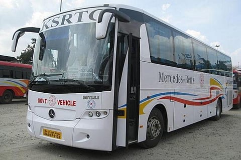 A KSRTC bus of Mercedes Benz make for luxury interstate travel in India