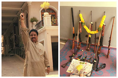 Kid in one hand, gun on the other: TRS MP's all guns blazing Dussera