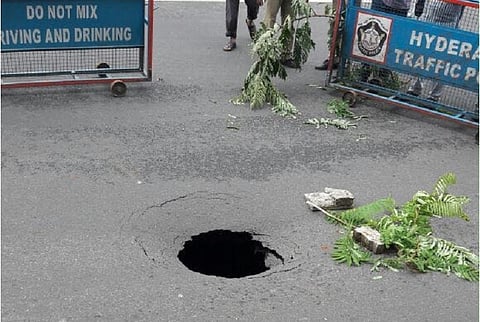 As Hyderabad floods again, sinkhole on NTR Marg causes social media furore