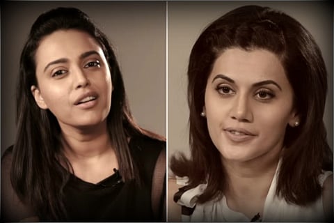 How to manage your cleavage: Swara Bhaskar and Taapsee Pannu have some terrific tips in this viral video