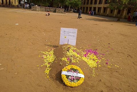 'Grave' of principal appears in Kerala college on the day of her retirement