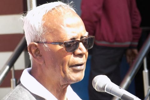 File image of Stan Swamy addressing a rally