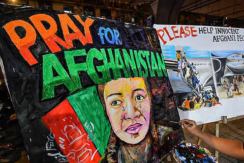 A poster asking people to pray for Afghanistan