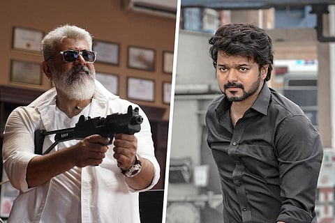 Actors Ajith (L) and Vijay (R)