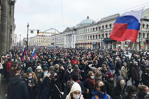 Protests in 60 Russian cities demanding opposition leader Navalny's release