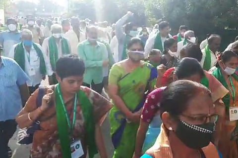 Amaravati farmers during Maha Padayatra