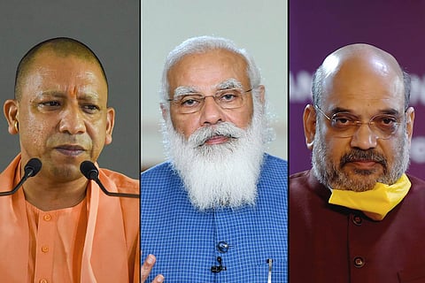 Yogi Adityanath, Narendra Modi, Amit Shah