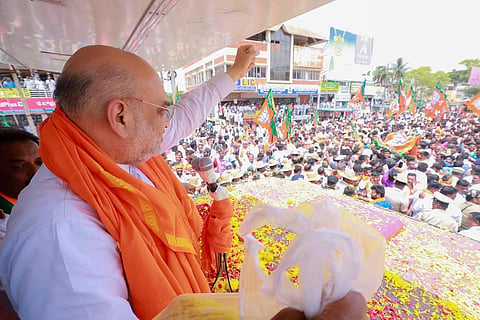 Amit Shah at an election rally in Karnataka