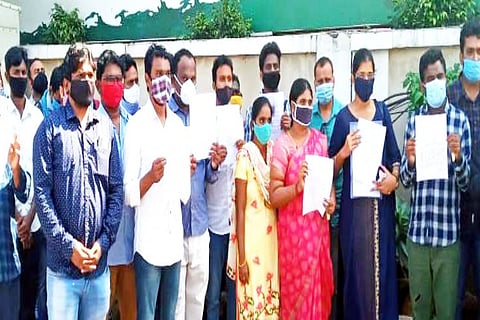 Aspirants after giving representation to the authorities of the APPSC