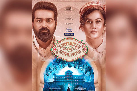 First look poster of Annabelle Sethupathi featuring Vijay Sethupathi and Taapsee Pannu