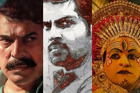 From L to R: Mammootty in Puzhu, Karthi in Madras and Kantara