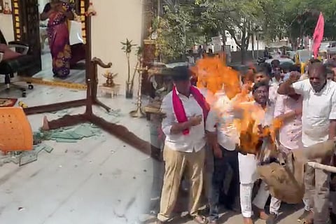 A collage of those who attacked the BJP MP's house