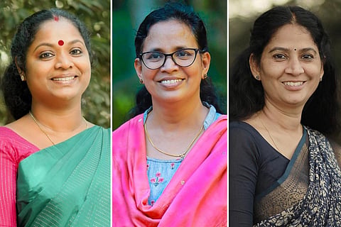 A collage of CK Asha, KK Rema and U Prathibha