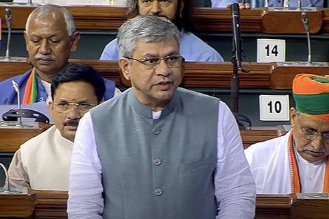 Union Minister of Electronics and Information Technology Ashwini Vaishnaw speaking in the Lok Sabha