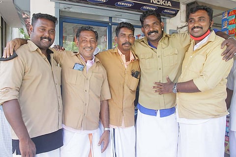 From left: Soudheesh, Abdul Hameed, Sreedevan, Ansar Ali, Siyad