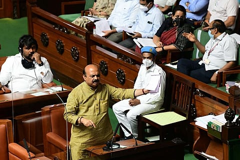 File photo of Karnataka Chief Minister Basavaraj Bommai speaking in the Assembly