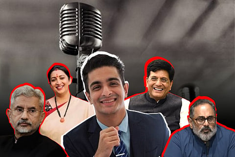 Collage of Ranveer Allahabadia and Cabinet ministers