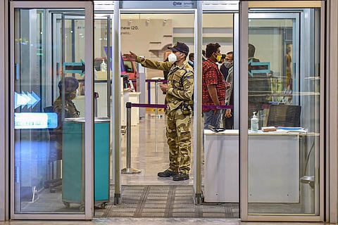 A CISF personnel at Kempegowda International Airport in Bengaluru