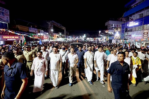 Rahul Gandhi walking in Bharat Jodo Yatra