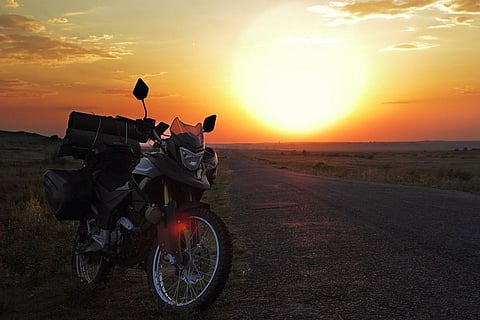 Bike with sunset in background
