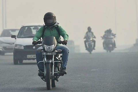 Man riding a motorbike