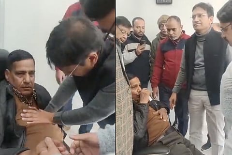 Screengrab from viral video of IAS officer performing CPR aggressively