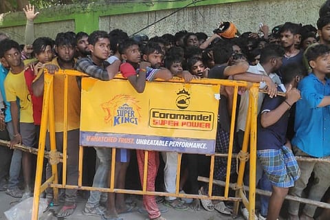 CSK fans waiting to buy tickets