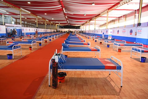 Empty beds in a Covid facility at Calvary Temple church in Hyderabad