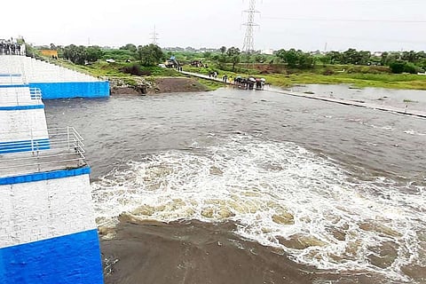 Water being released from a reservoir in Chennai