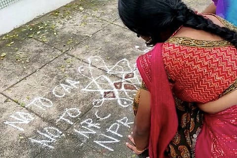 7 people detained in Chennai for drawing anti-CAA kolams on the road