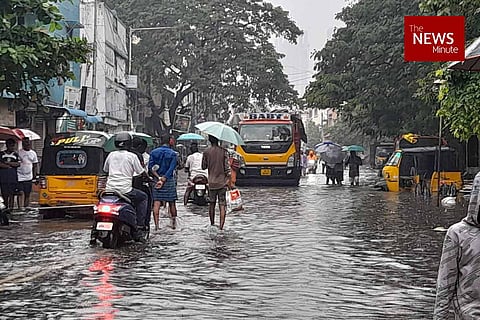 A flooded street after heavy rain in Chennai